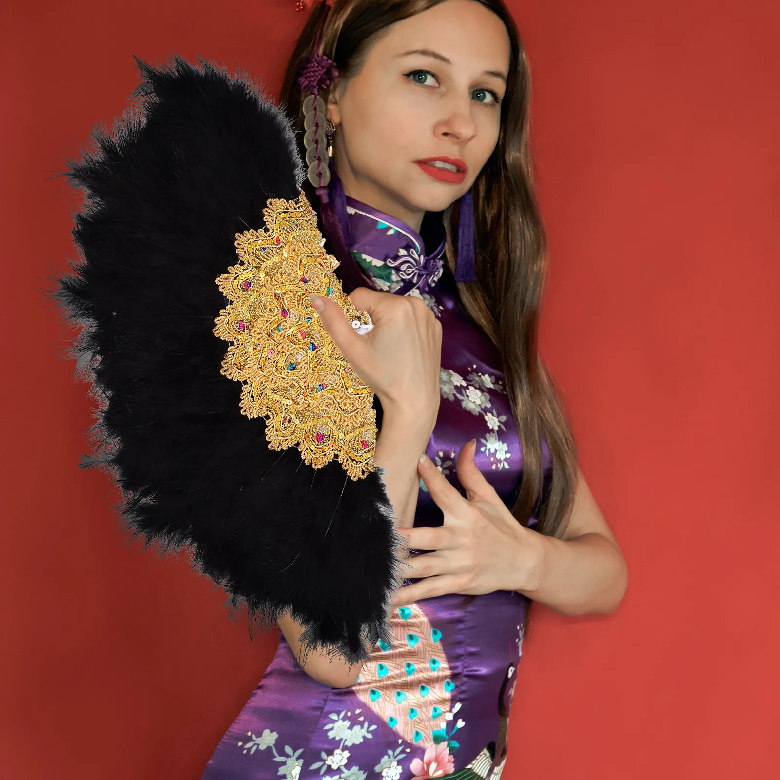 

Веер-фандайс декоративный для маскарада, свадебных вечеринок, танцевальных выступлений, фотосессий, домашнего декора и рукоделия