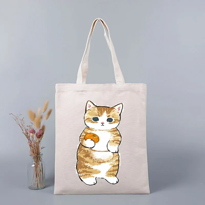 2022 Summer Kawaii Cat Anime Print Tote Shopping Bag Foldable Women Cute Printed Shoulder Bag Shopping Designer Handbags Shopper