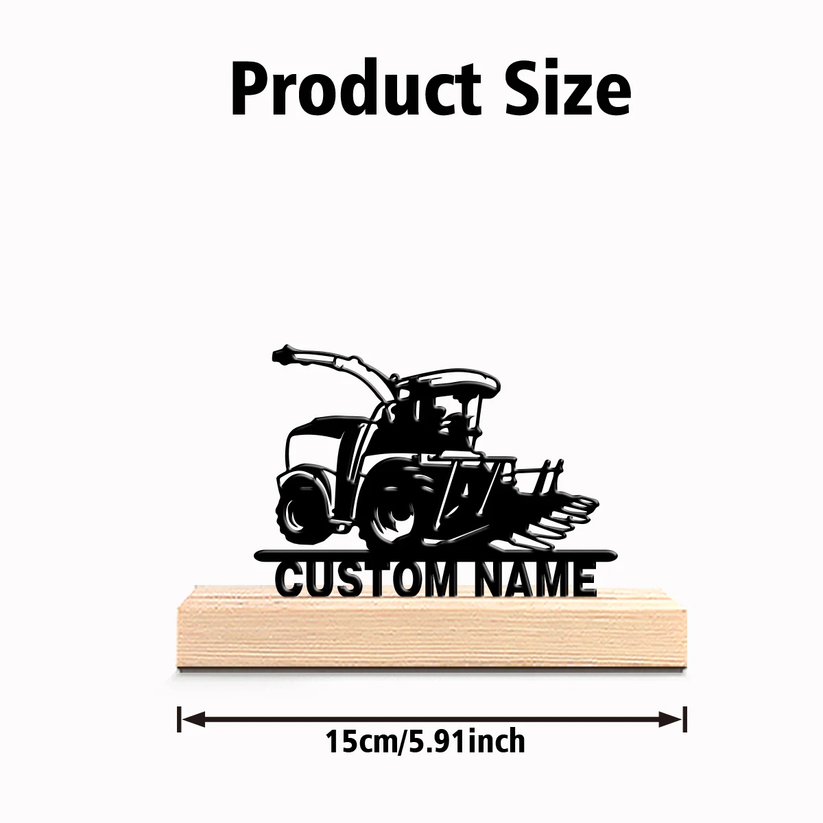 1pc Fashion bulldozer Custom Text Tin Statue Metal Ornament Iron Sculpture With Wood Base Handicraft With Wood Base Office Desk