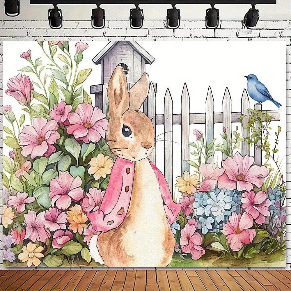 VIKAMA Peter Rabbit Easter Theme Banner Tapestry Festival Garden Party Background Festival Decoration Home Decoration