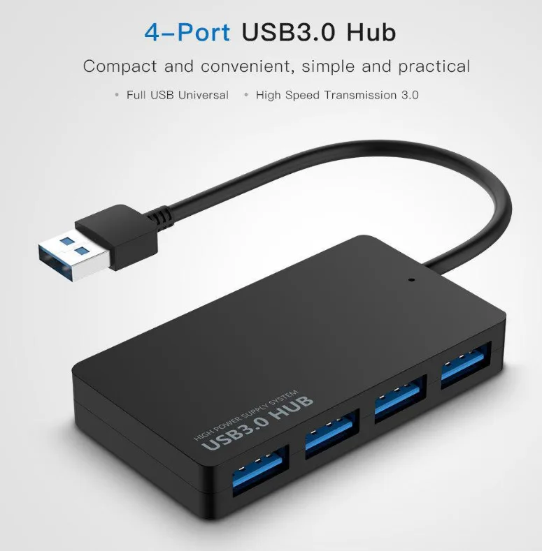 Ultraflacher 4-Port USB 3.0 Hub, Hochgeschwindigkeits-Splitter Eins-zu-Vier für Laptop PC, Stromversorgter USB-Erweiterer – Detail 8