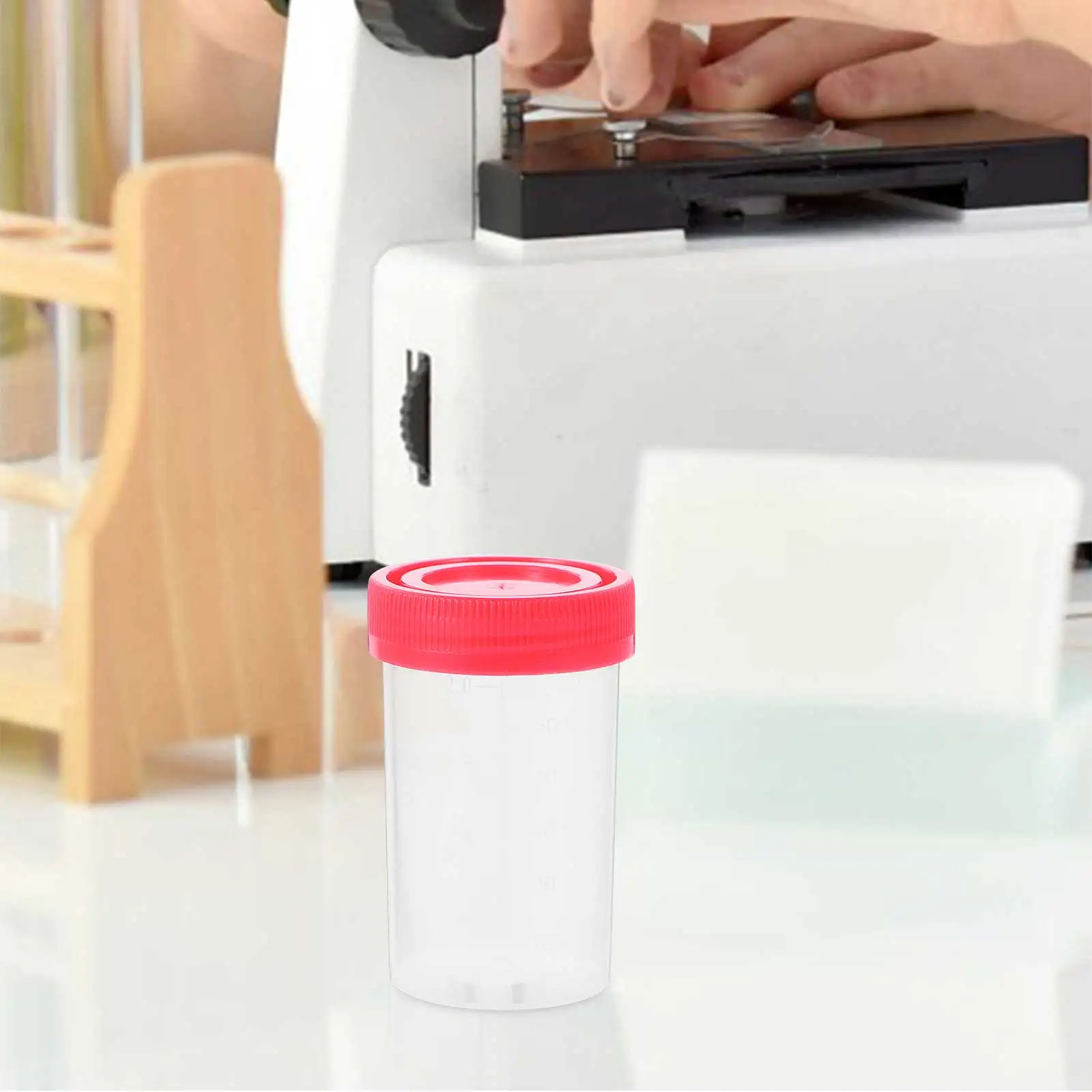 50 Pcs Urine Cups Specimen Sample Containers Plastic Lids Cover Collection Testing Medical Laboratory Tools Equipment