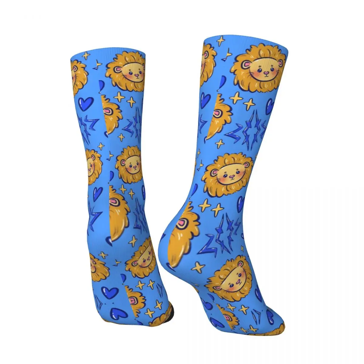 Calcetines de compresión con dibujo inspirado en tres casas para hombre, calcetín Unisex con estampado de fuego, Leones azules, Retro, Harajuku, novedad