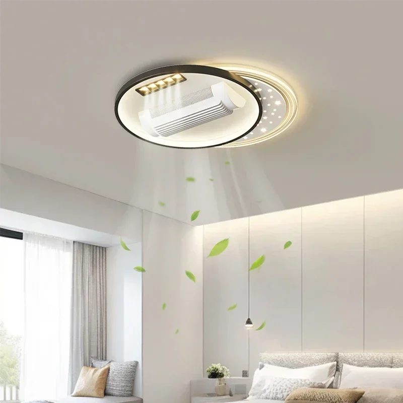 

Modern New Quiet Bladeless Ceiling Fan Light Invisible Electric Fan Lamps for Living Dining Room Bedroom