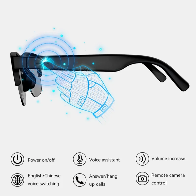 AI Smart Glasses Touch‑Control Music Bluetooth Call Voice Assistant Touch Control Fashion Translator Voice Assistant Sunglasses image 3