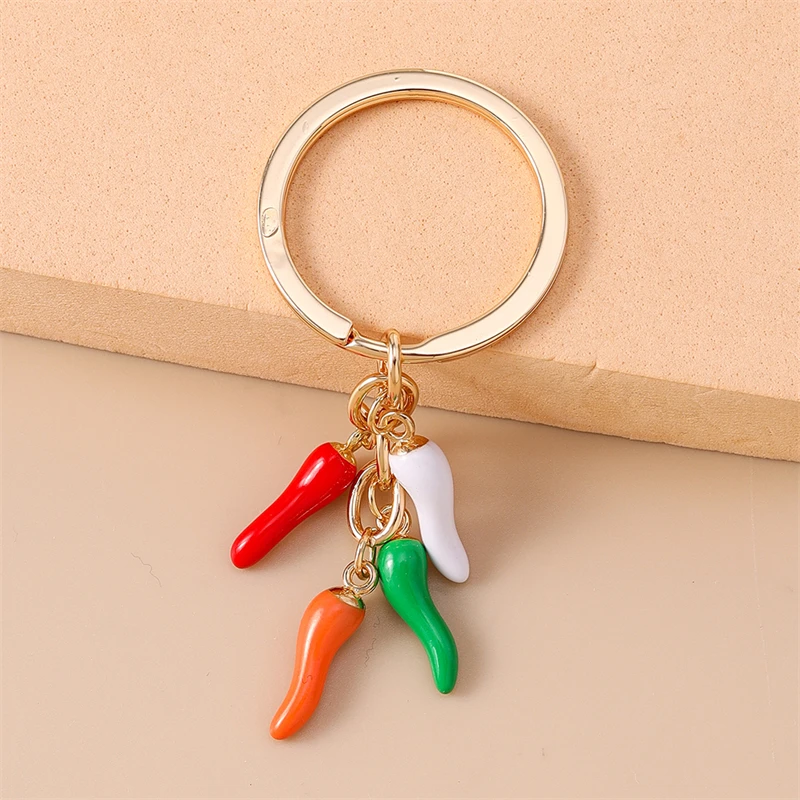 Süße Bonbonfarben Chili Pepper Schlüsselanhänger für Frauen Männer Autoschlüsselhalter Handtasche Anhänger Schlüsselanhänger Zubehör DIY Schmuck Geschenke – Detail 5