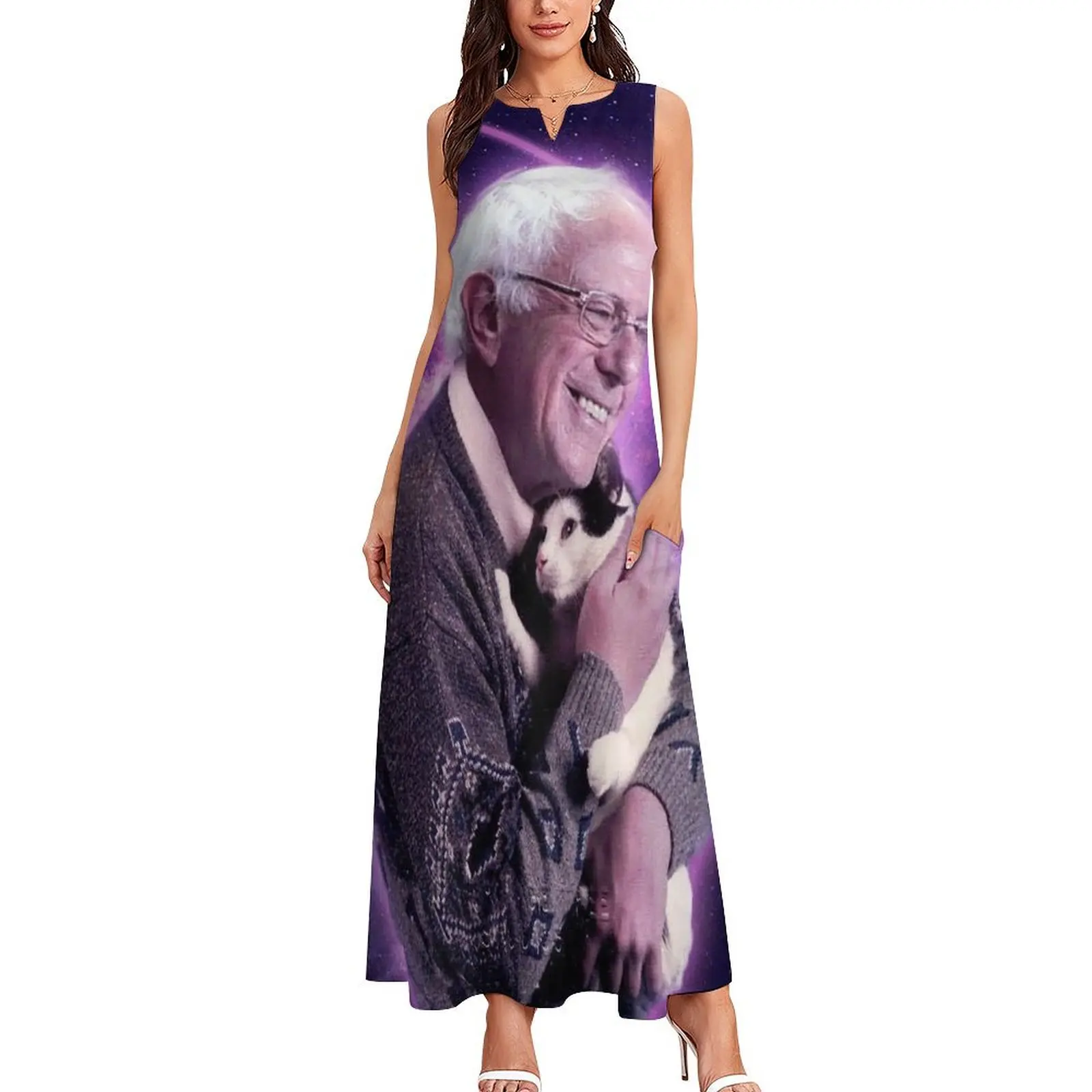 Bernie Sanders Halftone Cat in Space Long Dress Dress for girls long dress women summer