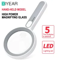 Rechargeable Handheld Magnifier  5X 6X 11X 12X 3 Lighting Modes Illuminated Magnifying Glass With LED Light For Reading Repair
