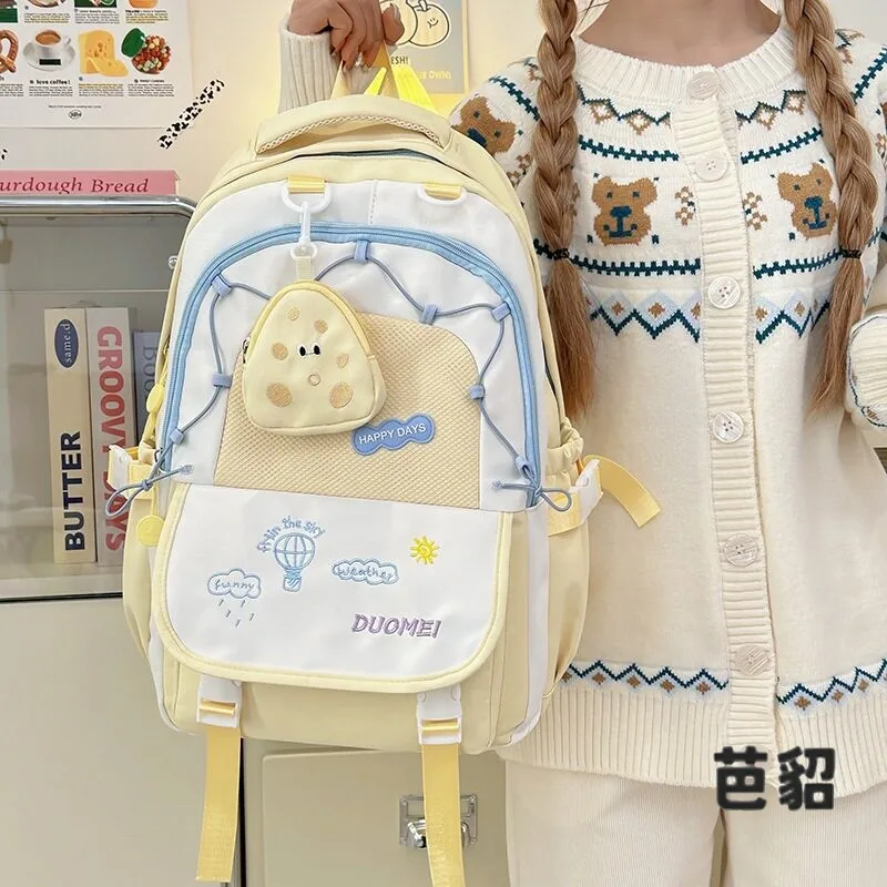 Cheese Design Large Capacity School Bag 2026 New Style for Girls Middle School Students Ins Style Double Shoulder Backpack
