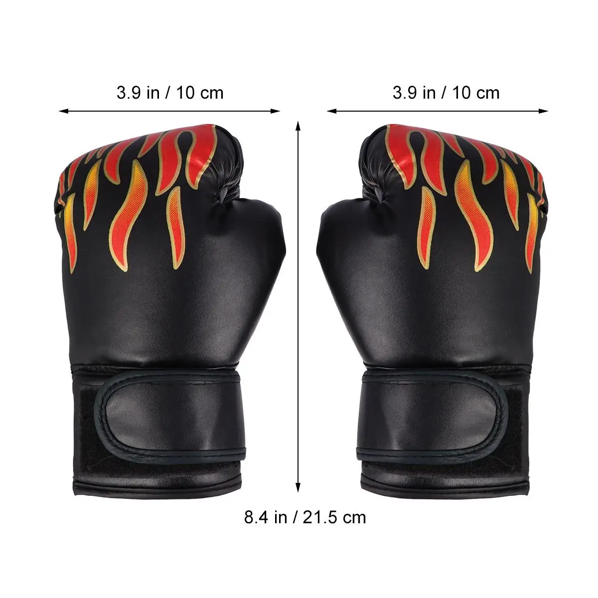 

1 Pair Kids Boxing Gloves Flame Pattern Cartoon Black Training Kickboxing Martial Sparring Cardio Fighting Practice PU