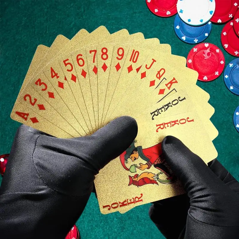 Nouveau 24K or cartes à jouer en plastique Poker jeu pont feuille Pokers Pack magique étanche carte cadeau Collection jeu de société jeu de société