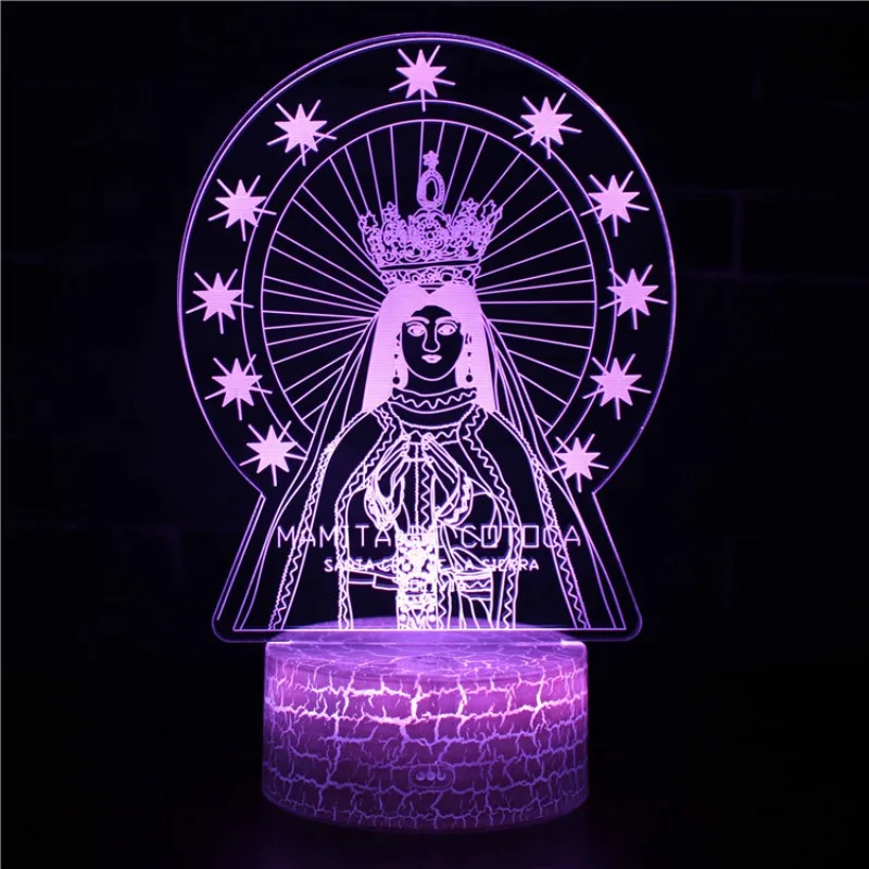 LED nightlight 16-ribbon remote control table lamp of the Virgin Mary of Jesus creative gifts 3d nightlight home furnishings