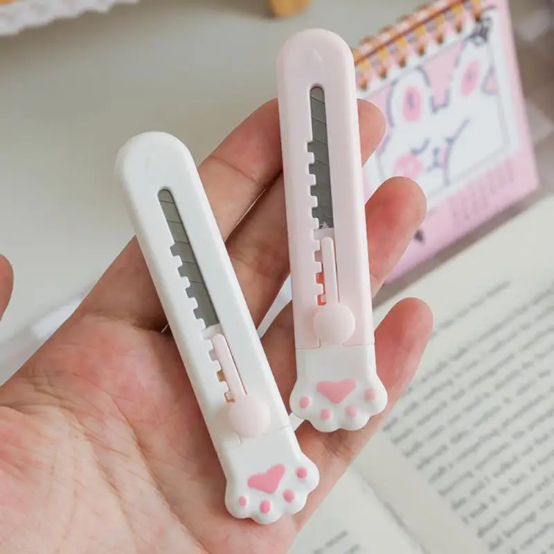 Cat Paw Stationery Knife Pink Mini Utility Knife Pocket Folding Cutter Letter Pen Envelope Opener Express Box Knife