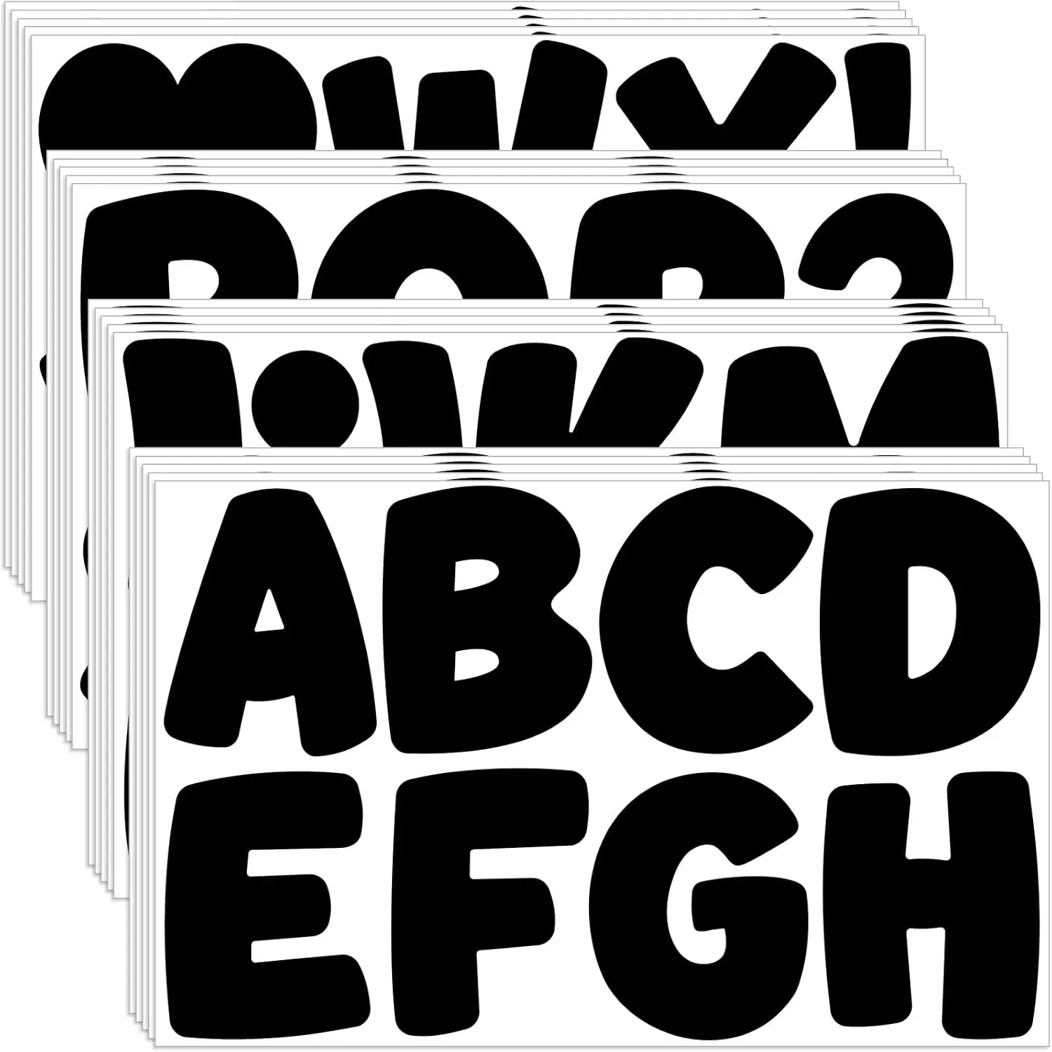 170Pcs 3 Inch Black Bulletin Board Letter Stickers, 20 Sheets Self-Adhesive Alphabet Letters for Poster Board, Classroom