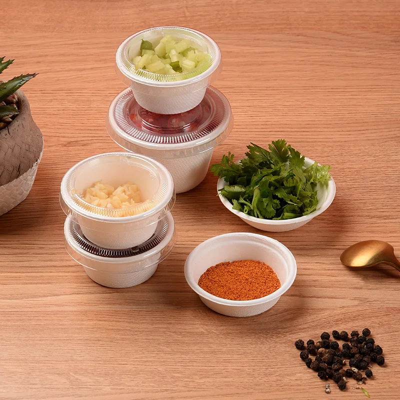 Customized. Disposable 4Oz Seasoning Cup 4Oz Pulp Tasting Cup Sauce Dish Small Cup Degradable Pulp Cup