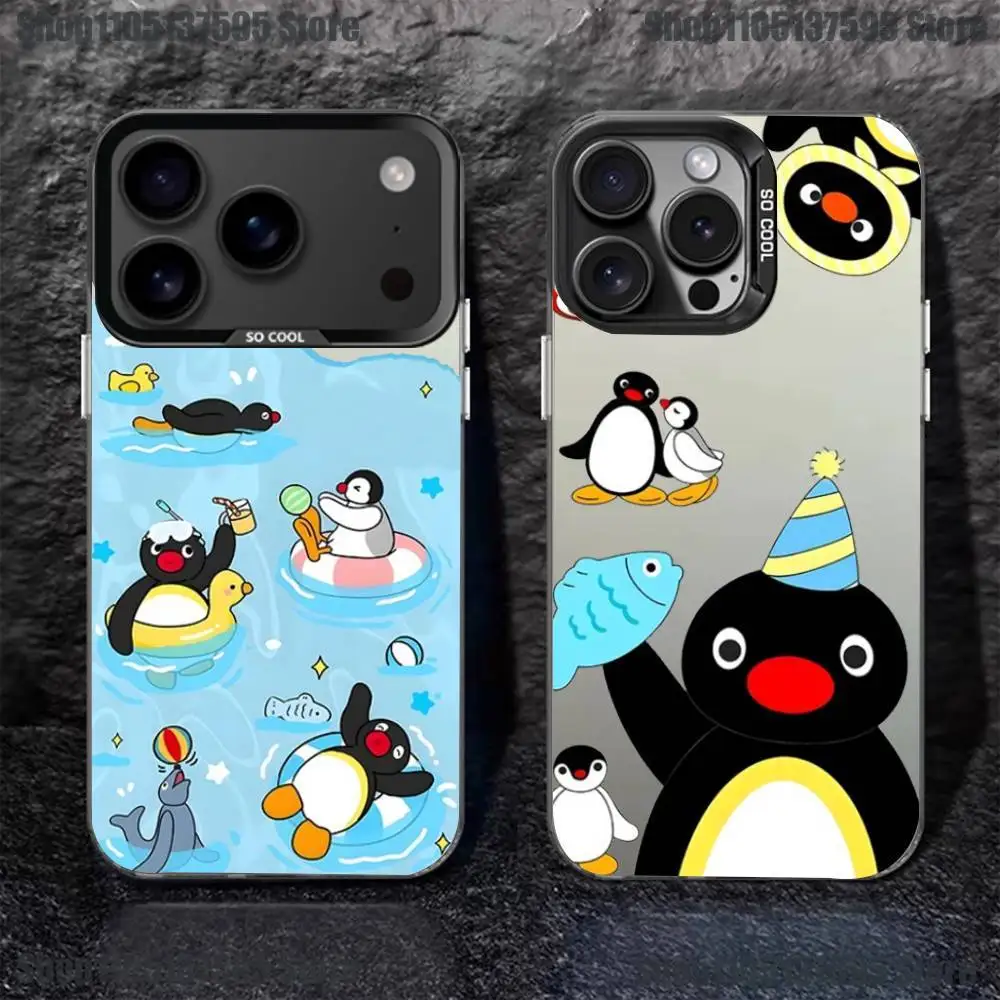 

Funny Cartoon P-Pingu Phone Case For iPhone 16,15,14,13,12,11,Pro,XS,Max,Plus,Mini,SE4,E Black Matte Shockproof Cover