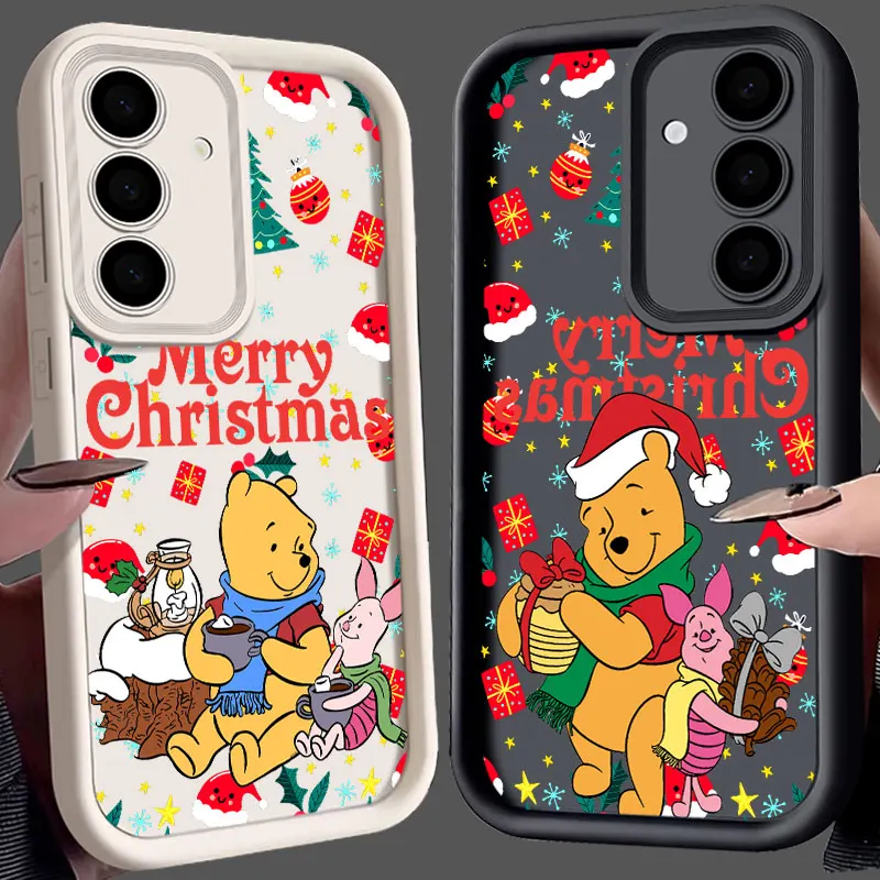 

S25FE Phone Case For Samsung Galaxy S25 S24 S23 S22 S21 S20 FE Ultra Plus Note 20 Shockproof Cover Christmas Winnie Poohs Piglet