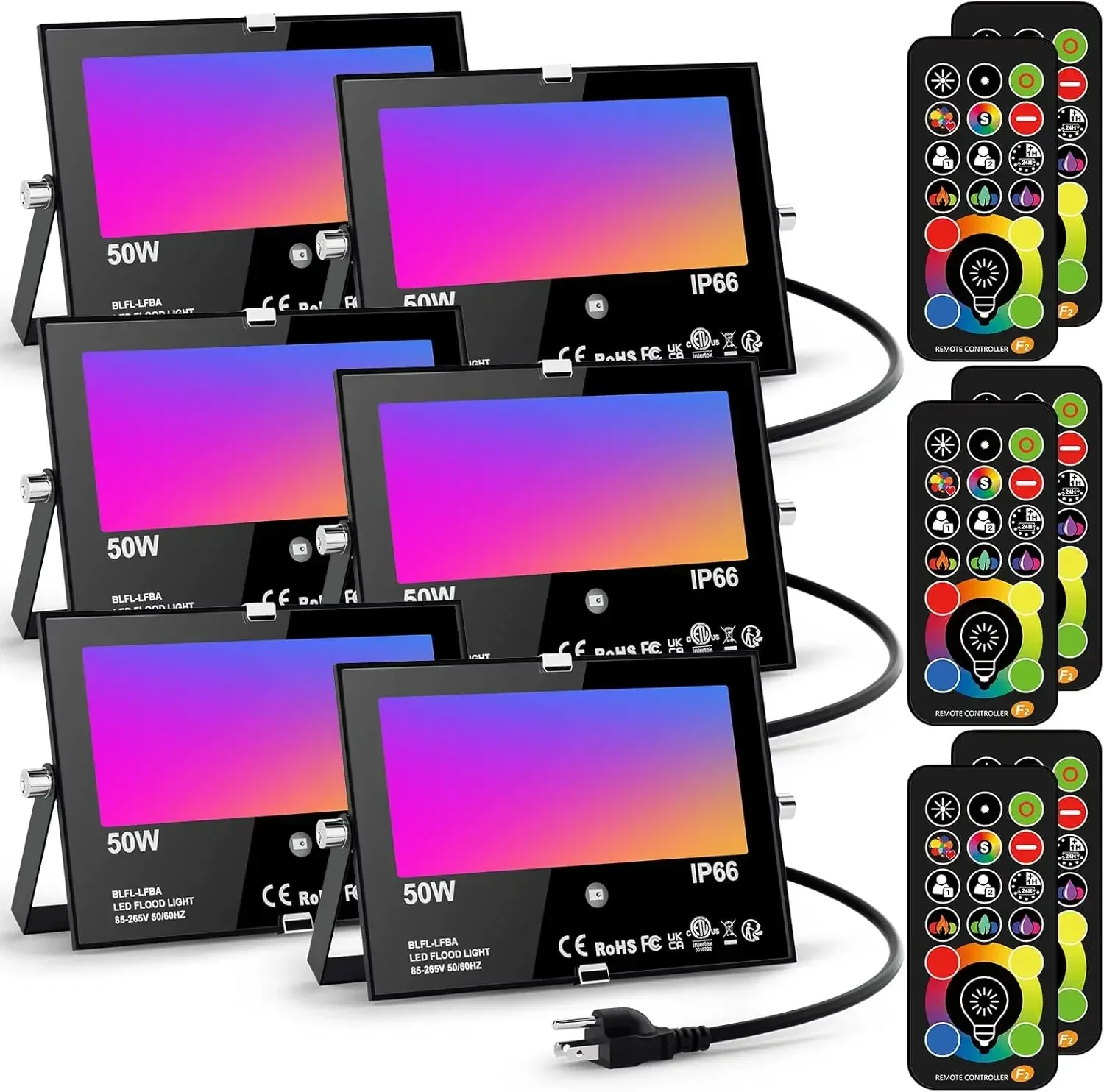 

LED Flood Light Outdoor 500W Equivalent Color Changing Landscape Lighting, 24H Timing+120 Colors Strobe+2700K Warm White+DIY Fla