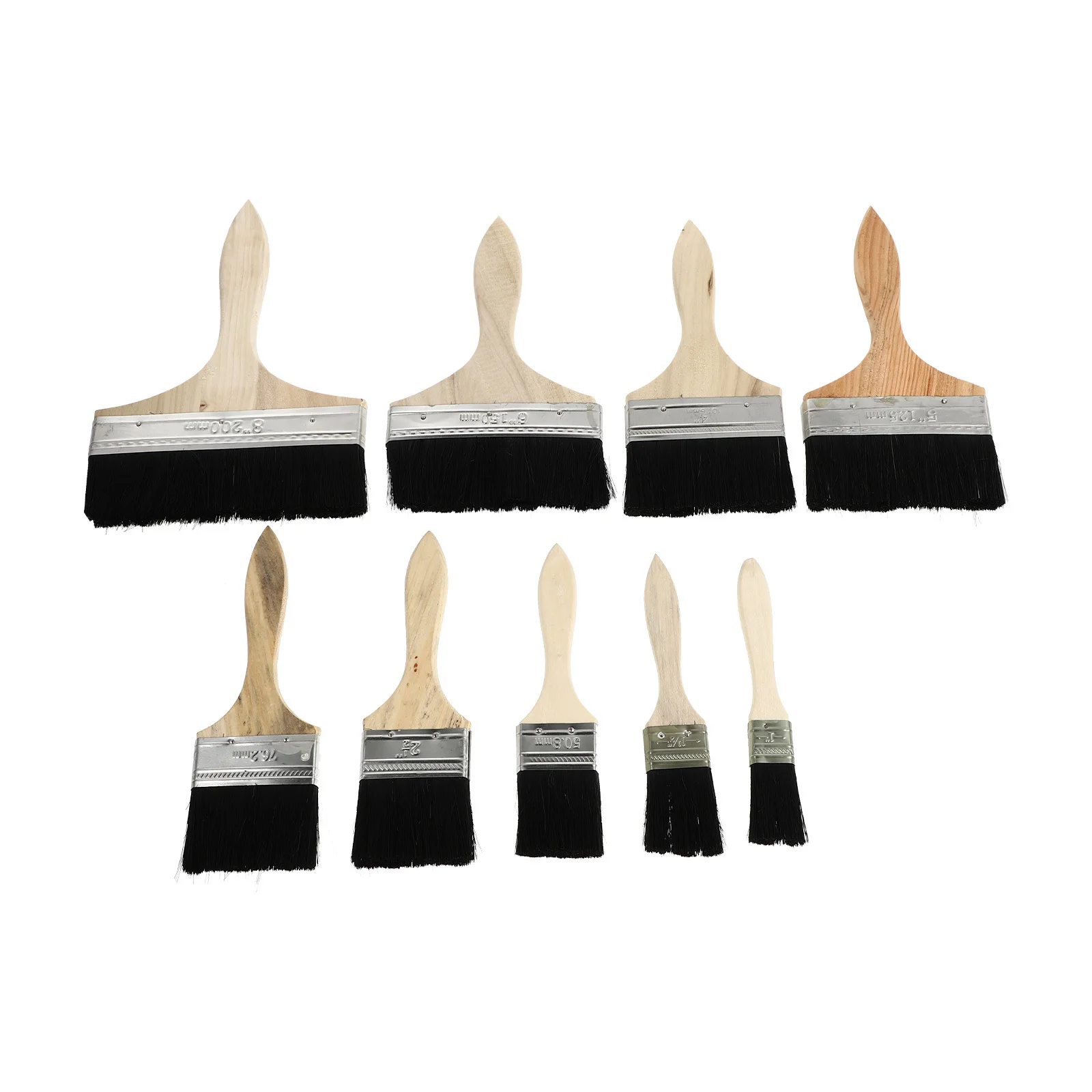 9Pcs Oil Paint Brushes Wooden Handle Multi-Functional Heat Resistant Flat Painting Brush for Grilling Baking Cleaning Household