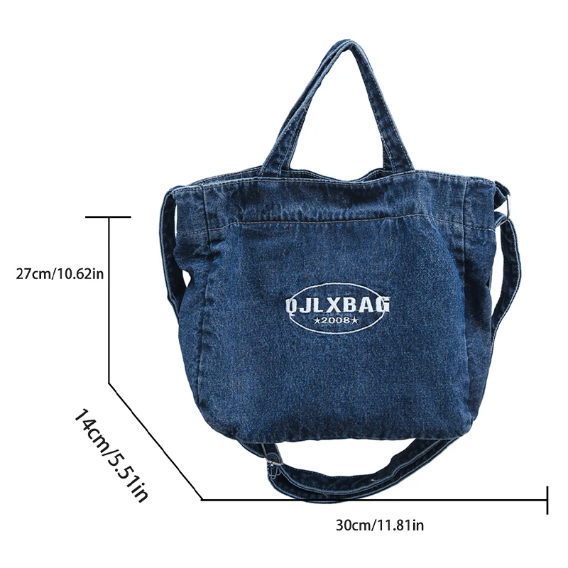 A classic denim color casual shoulder bag, durable denim, classic color, suitable for all kinds of people to use.