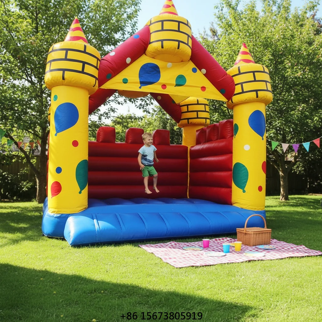 Realistic Castle Design Inflatable Trampoline with Reinforced Safety Enclosure for Anti Fall Protection