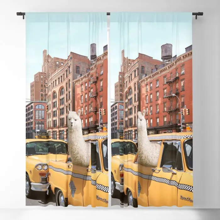 Alpaca In New York Blackout Curtains 3D Print Window Curtains For Bedroom Living Room Decor Window Treatments