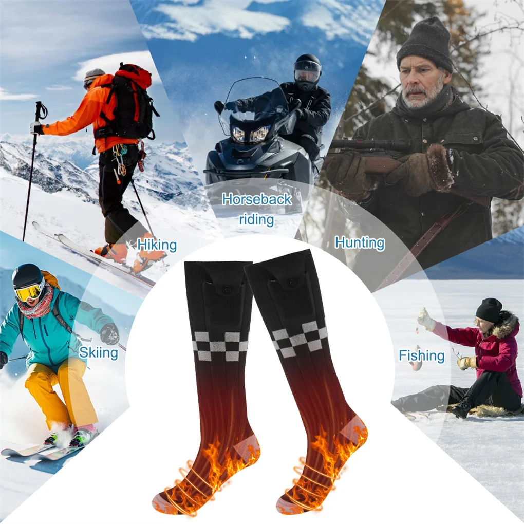 

Носки с подогревом 2025 года, мотоциклетные носки с электрическим подогревом с дистанционным управлением, перезаряжаемая батарея, зимние термотолстые чулки для мужчин и женщин