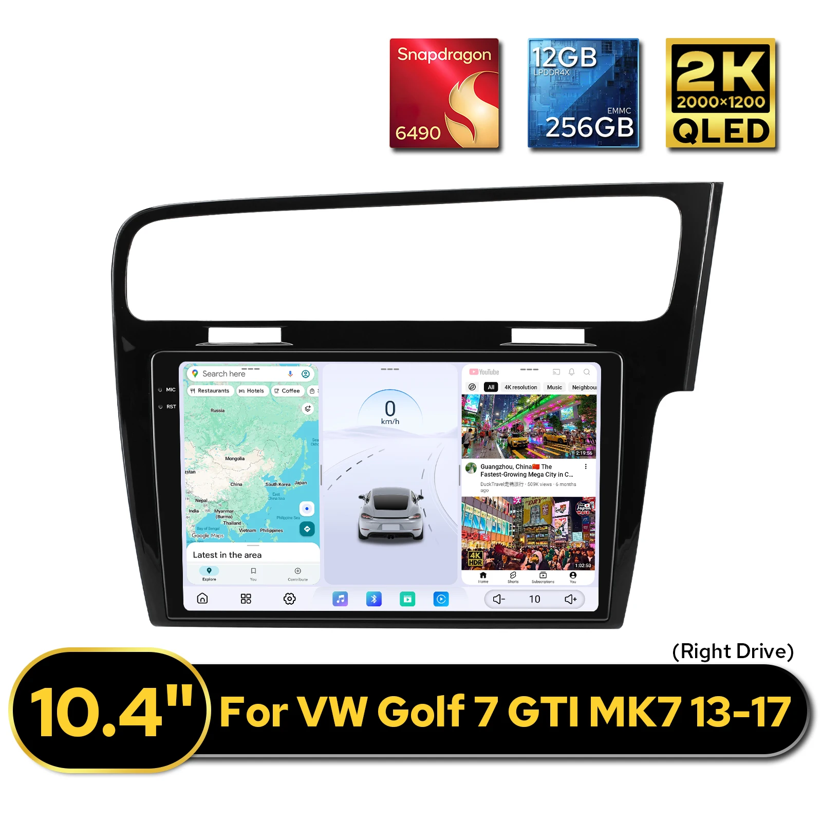

JOYING 10.4"12+256GB High Performance 2K QLED Android Car Radio Stereo for Volkswagen Golf 7/MK7 2013-2017 CarPlay&Android Auto