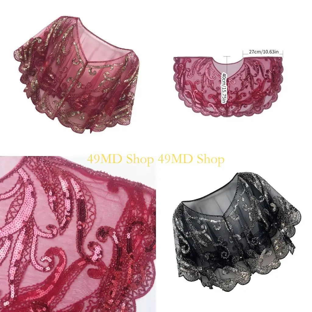 

49MD Elegant Women 1920s Shawl Blingbling Sequins for Evening Dress Accessories