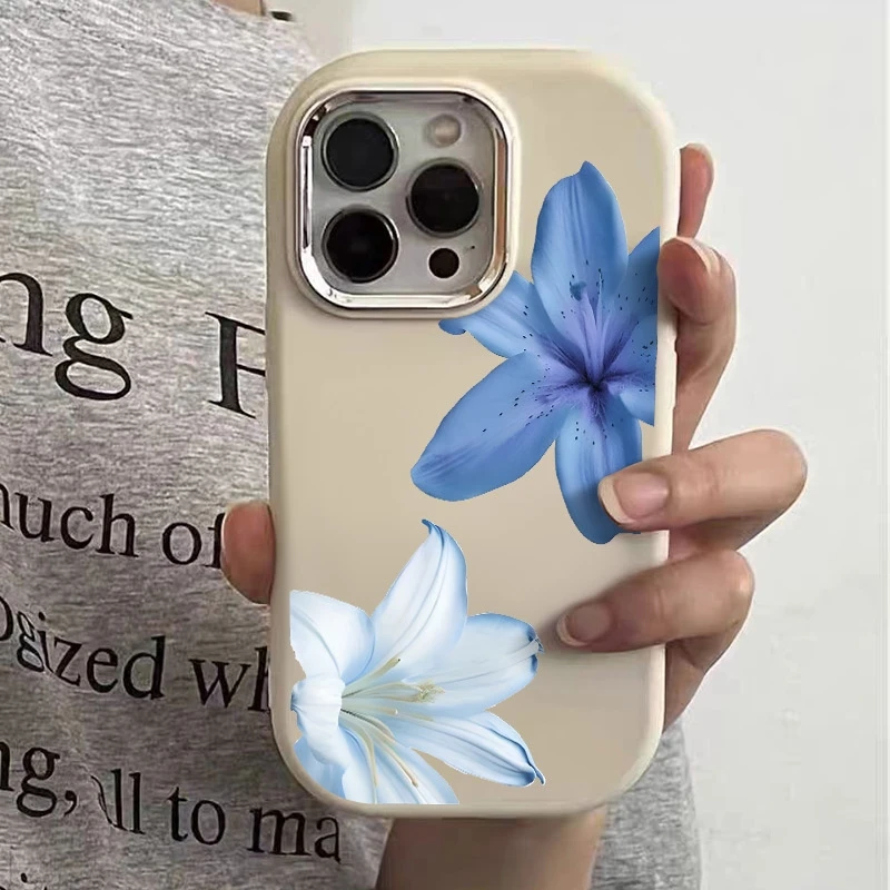 Niebieskie etui na telefon z kwiatem dla Xiaomi Redmi Note 14 Etui Redmi Note 13 12 Pro Plus 5G 12S 11S 10S Redmi 14C 13C 12C Miękka tylna obudowa