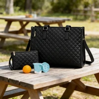 Bolsa de Almuerzo 2 en 1 Portátil para Mujer, Bolsa de Hombro Aislada Multiusos, Bolsa de Viaje Impermeable y Duradera para Maquillaje