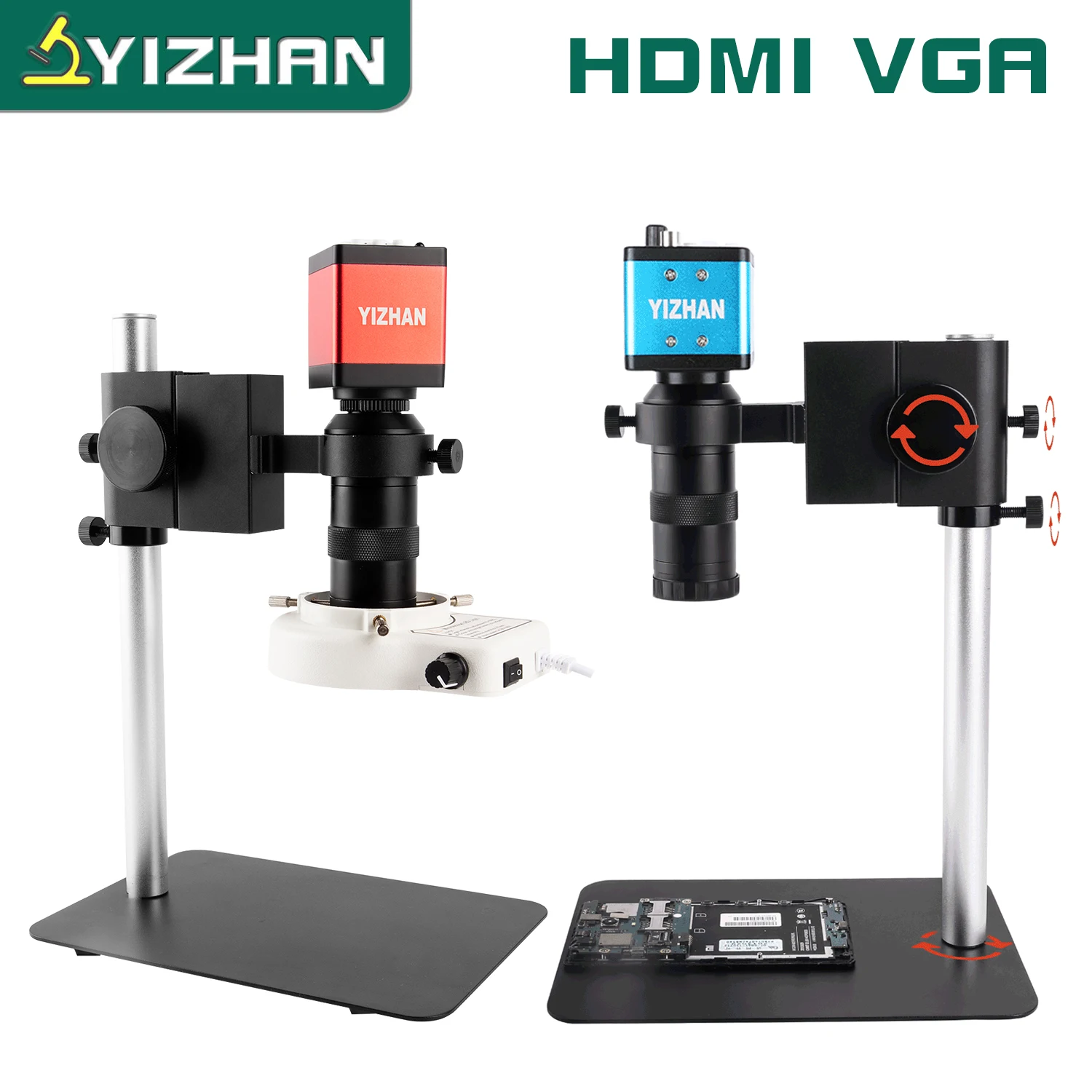 Yizhan 60fps 1080p Hdmi Vga Microscópio Digital Câmera 13mp 130x Interface Câmera Industrial 30fps para Laboratório Pcb Solda Reparo