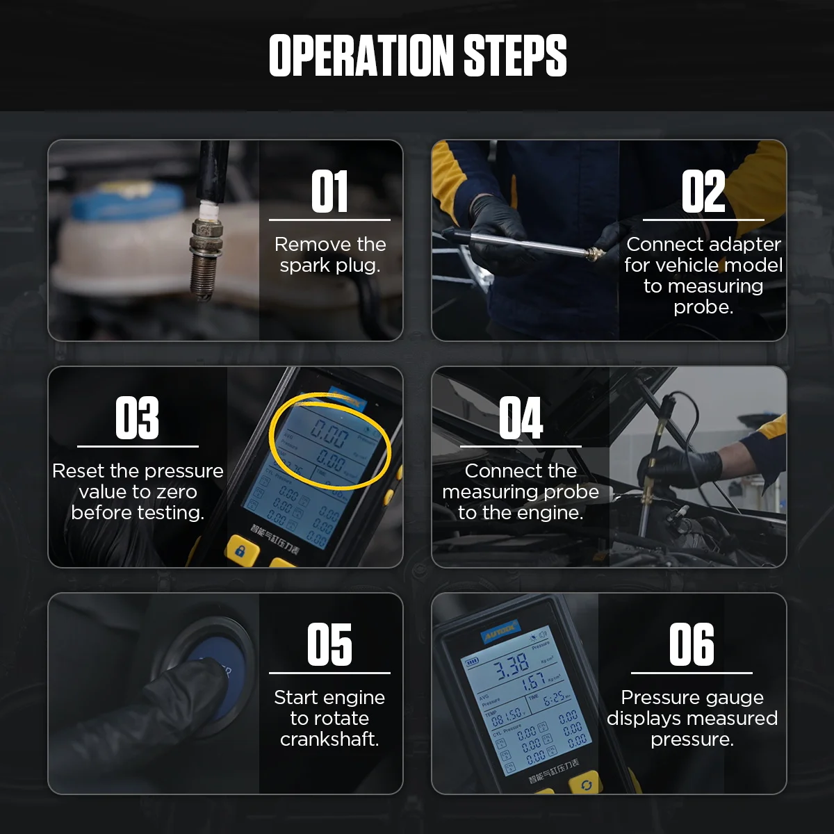 Autool Pt610 ذكي اسطوانة قياس الضغط محرك السيارة اسطوانة كشف الضغط أداة فحص عالية الدقة #5