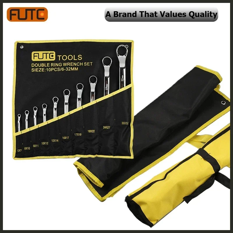 FUTE Ratcheting Combination Wrench Set 6-32 6-27 6-24 Metric Flex Head CRV Spanner Bag Gear Spanner Set Car Key Repair Tool