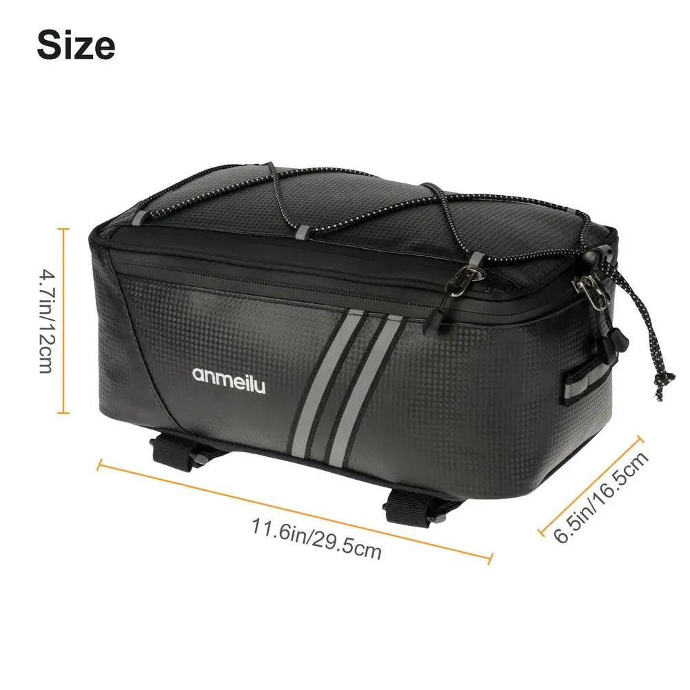 8L Motorcycles Bag Trunk Bag PU Waterproof Bicycle Trunk Bag Cycling Rack Pack Bike Rear Bag Frame Accessories Behind Seat