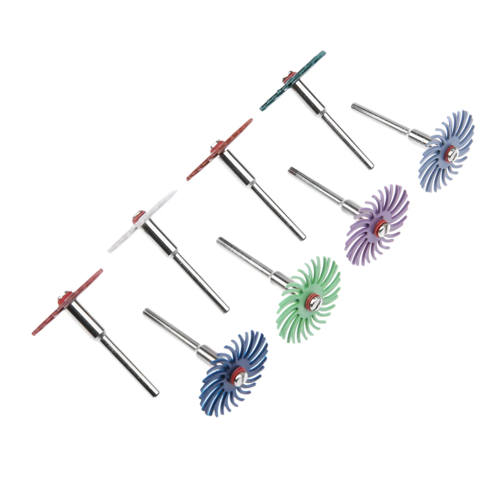 12ชิ้น/เซ็ต Radial Bristle Disc รายละเอียดขัดแปรง W/1.38นิ้วขัด Mandrel สำหรับโรตารี่เครื่องมือทำความสะอาดขัด Buffing ล้อ
