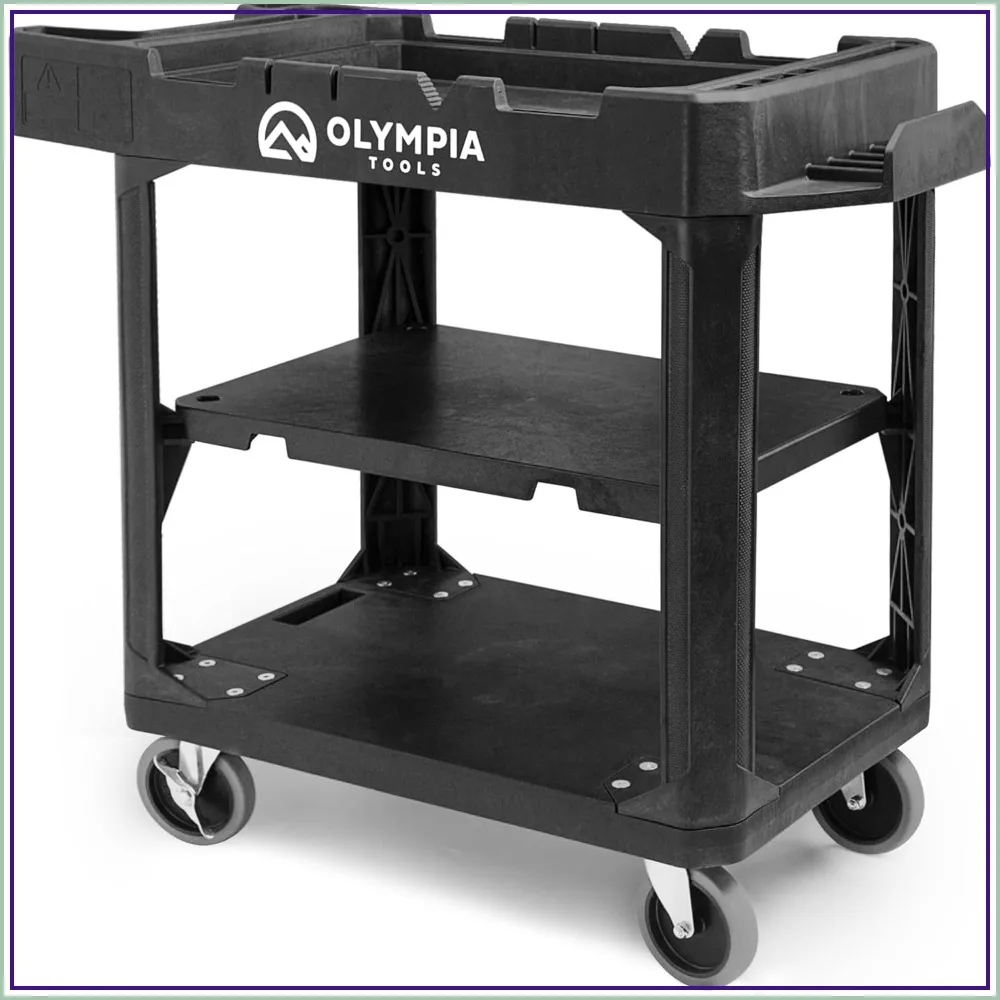 

2-in-1 Heavy Duty Utility Work Cart, Rolling Tool Cart with Wheels, Convertible 3-Shelf to Flat Top Workstation, 660 Lb Capacity, Black