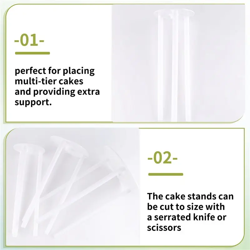 J1UL1N Cake Supports - Pack Of 18 Cake Stands, Reusable Dowel Rods, Cake Supports With 3 Cake Plates, For Multi-Tier Cakes