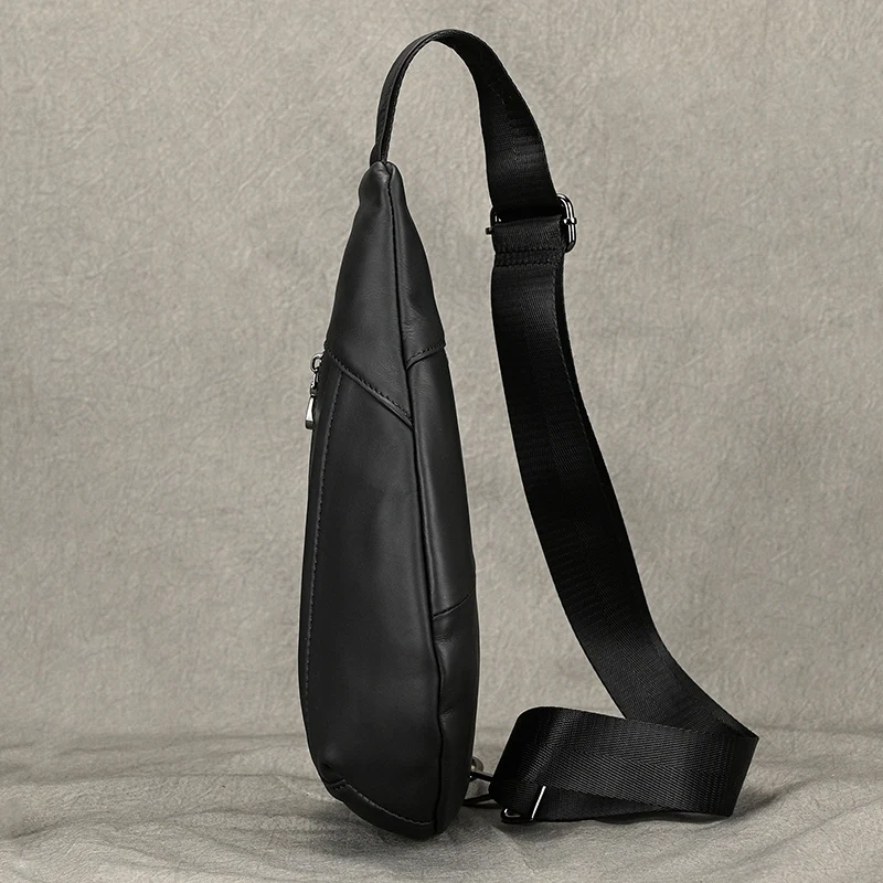 Miękka skóra bydlęca męska torba na klatkę piersiową prawdziwa skóra męska torba piersiowa mała torba typu Crossbody torba ze sznurkiem z