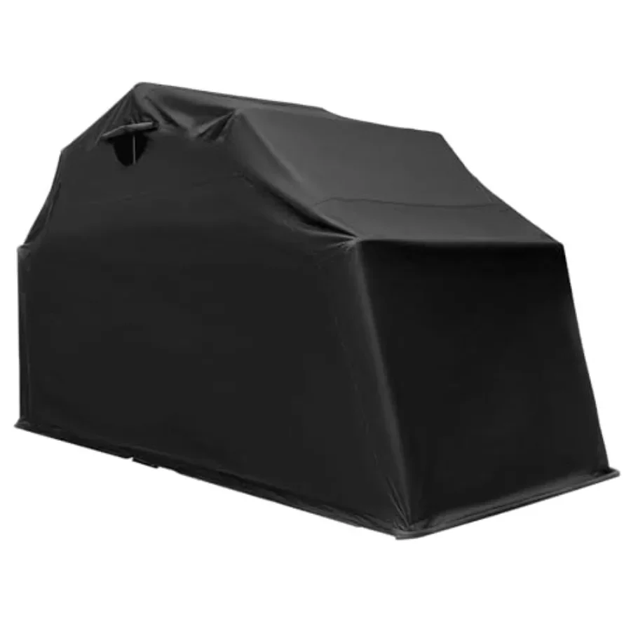 Motorcycle Storage Shed for outdoor use, 600D hard shell waterproof cover, black, flip-up design with 2 side ventilation window