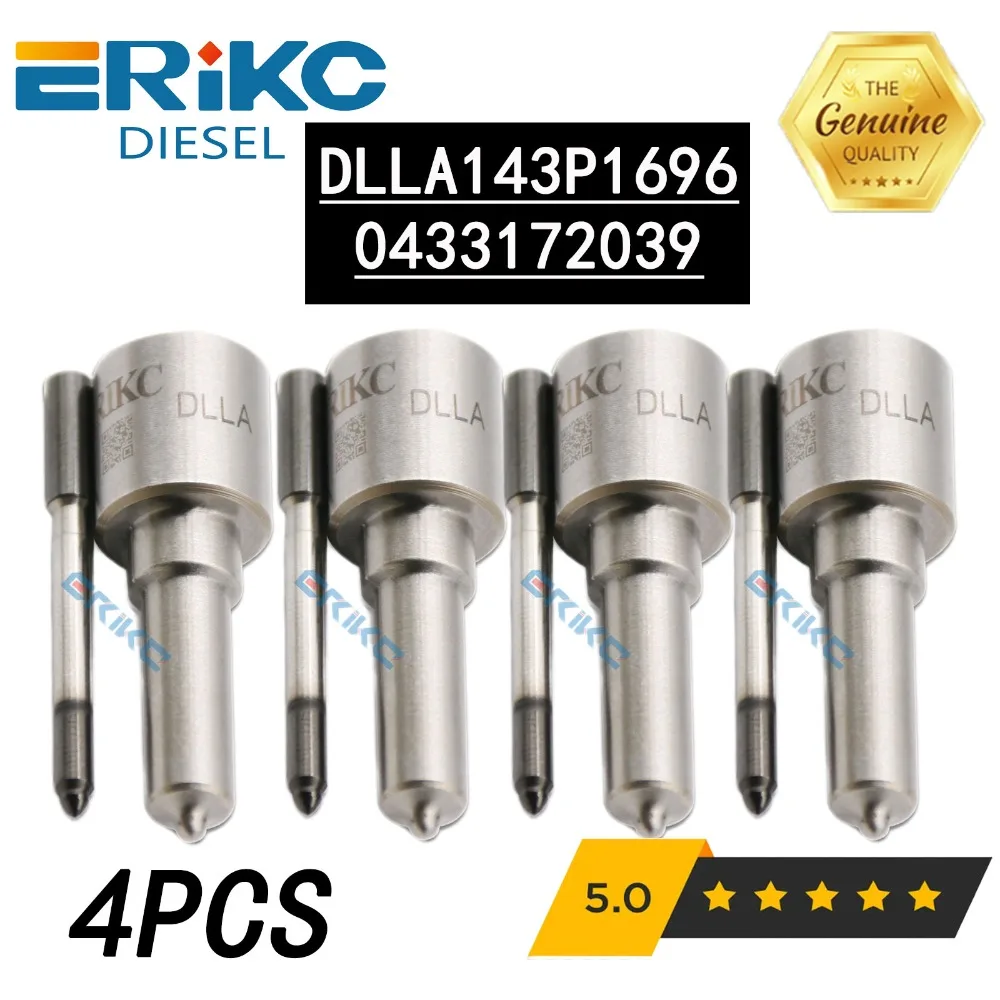 4PC DLLA143P1696 0433172039 New Diesel Fuel Injector Nozzle DLLA 143P 1696 for Bosch 0445120127 0445120389 00986AD1004