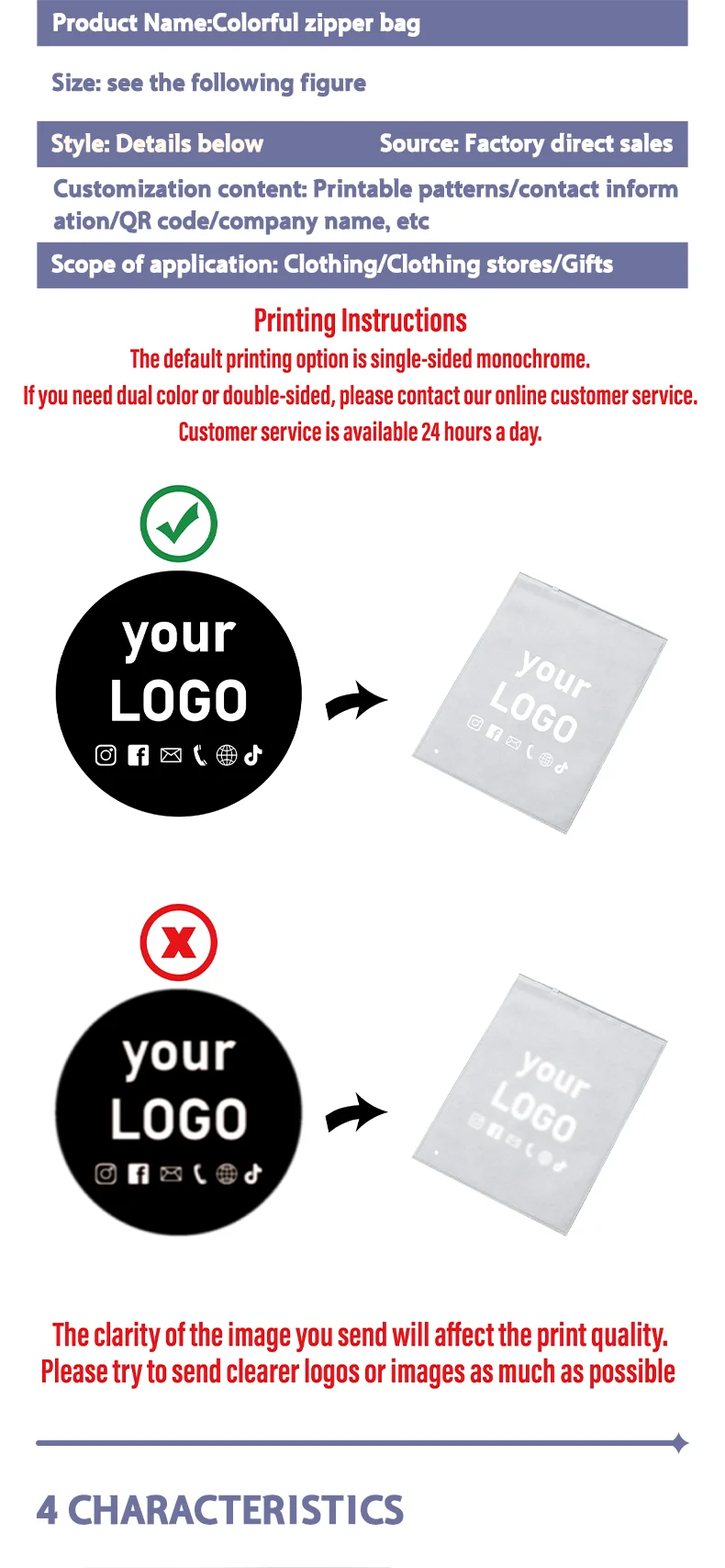 50 Stück weiße doppelseitige Vlies-Reißverschlusstaschen, Kleidungsverpackungstaschen, Pullover-T-Shirt-Aufbewahrungstaschen, unterstützt individuelles Logo – Detail 2