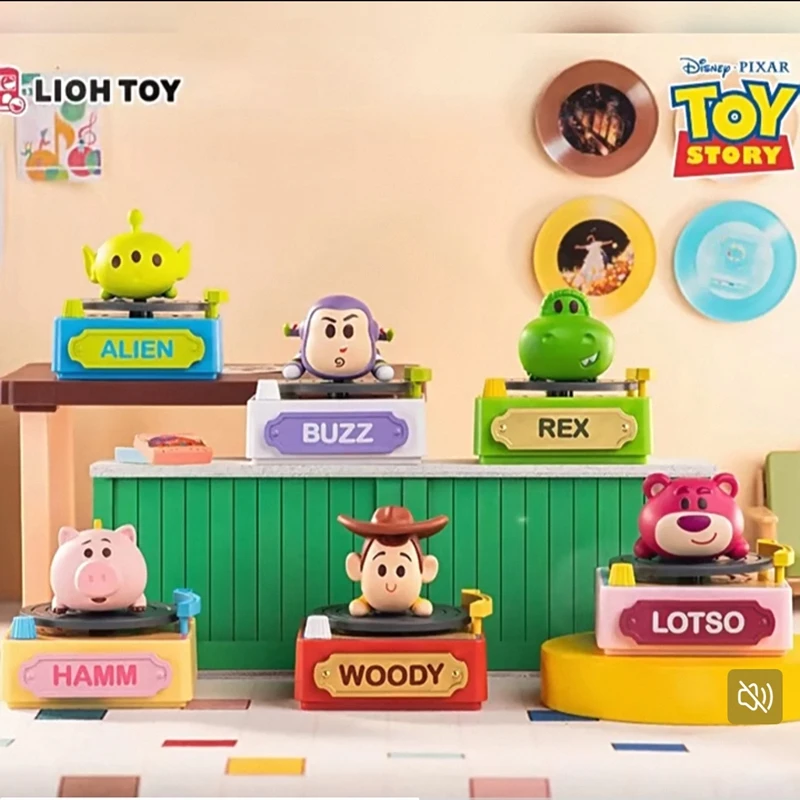 

Genuine Toy Story 5 Record Player Series Blind Box Buzz Lightyear Anime Figure Woody Mystery Box Rex Model Lotso Ornament Gift