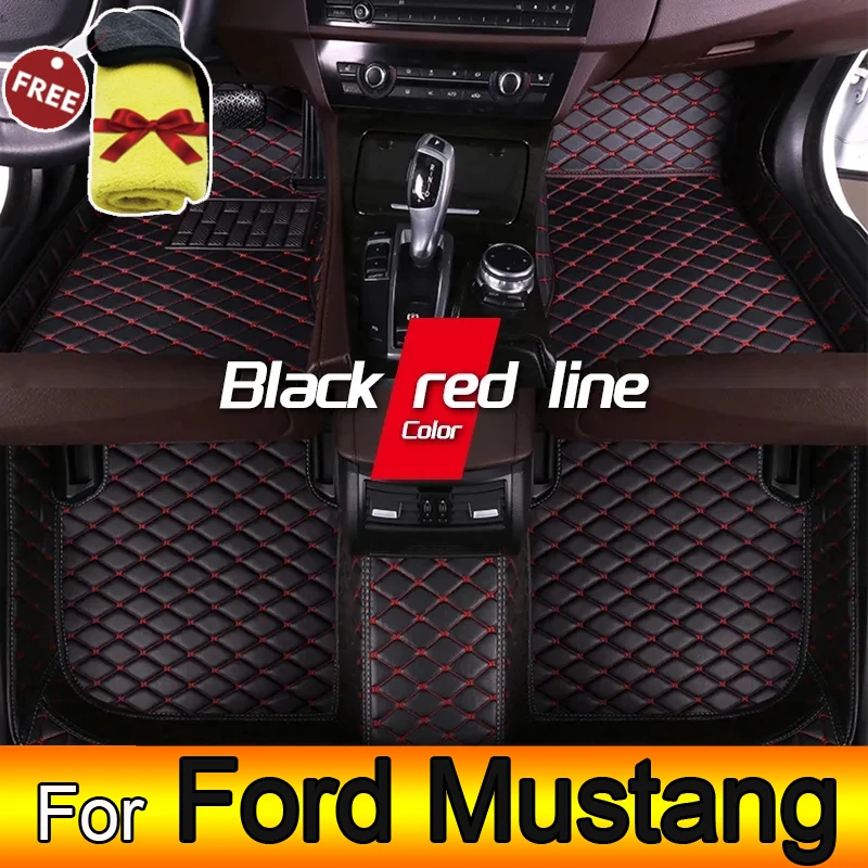 Artificial Leather Custom Car Floor Mats for Ford Mustang 2015-2023 Interior Details Car Accessories