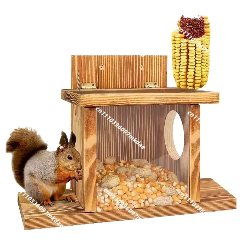Squirrel feeder Wooden handicrafts Outdoor garden decoration Handmade ornaments High-end niche