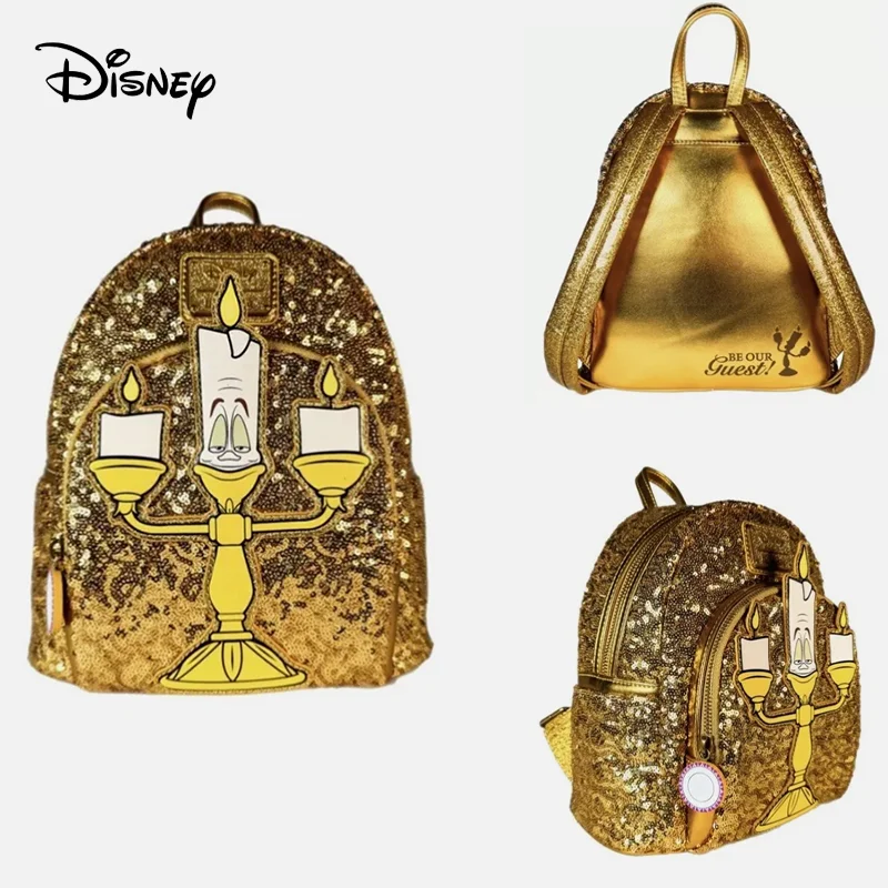 Hot New Loungefly Disney Beauty And The Beast Lumiere Sequin Mini Backpack Girl Gift Kids Bag