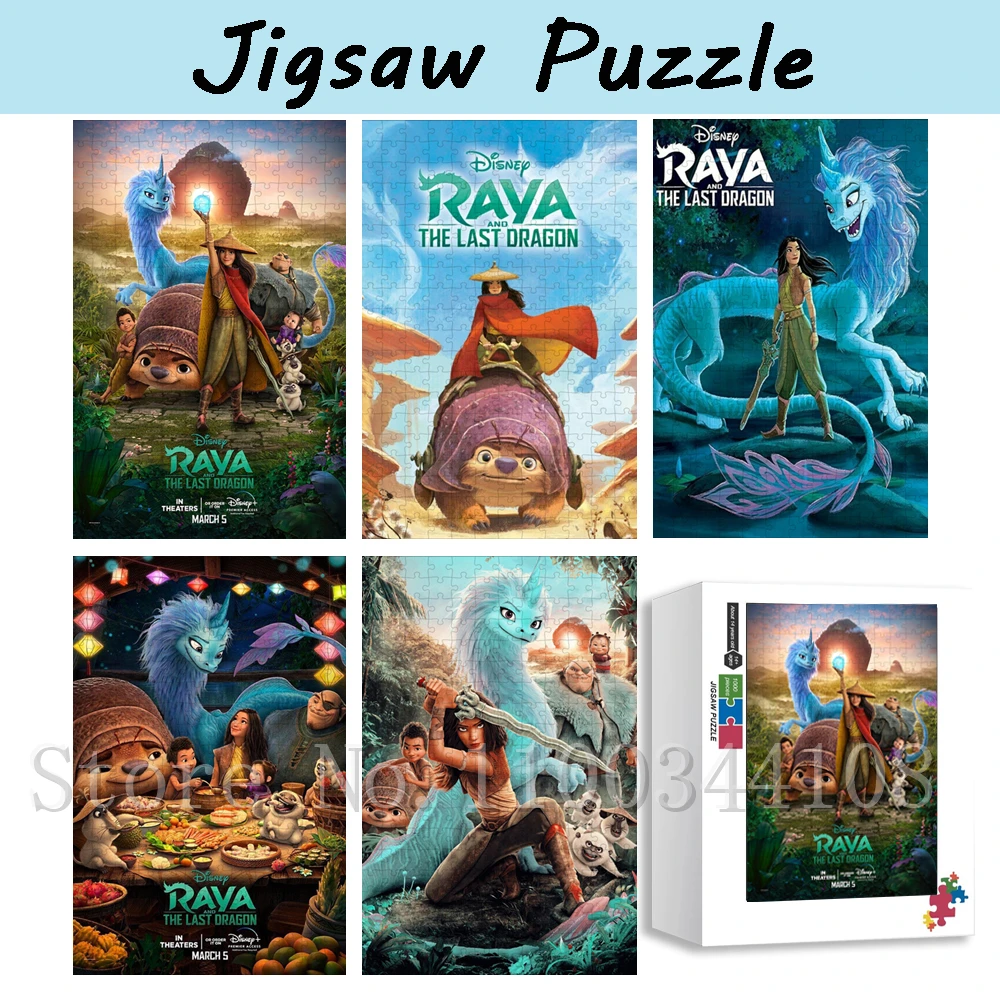 

Raya and The Last Dragon Jigsaw Puzzle 300/500/1000 Pieces Disney Cartoon Movies Puzzle for Adult Game Wooden Assembling Toys