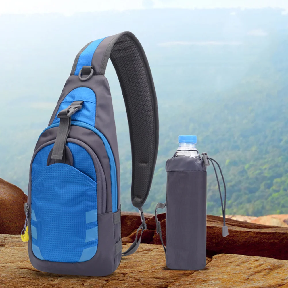 

Waterproof Sling Bag Blue Wear Resistant Breathable Material Crossbody Shoulder Chest Pack Detachable Bottle Holder for Outdoor