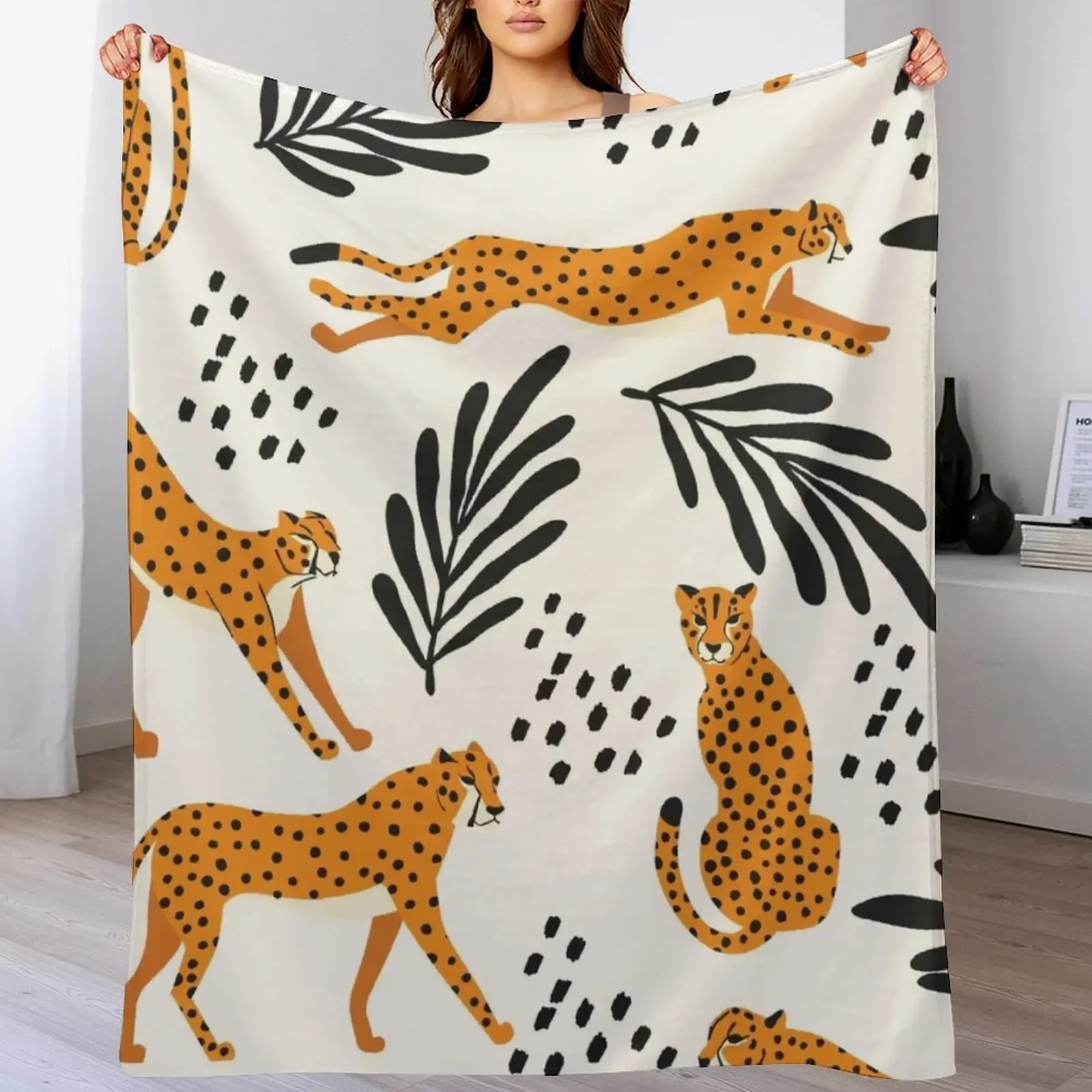 

Cheetahs pattern on white Throw Blanket blankets and throws Shaggy halloween Camping Blankets