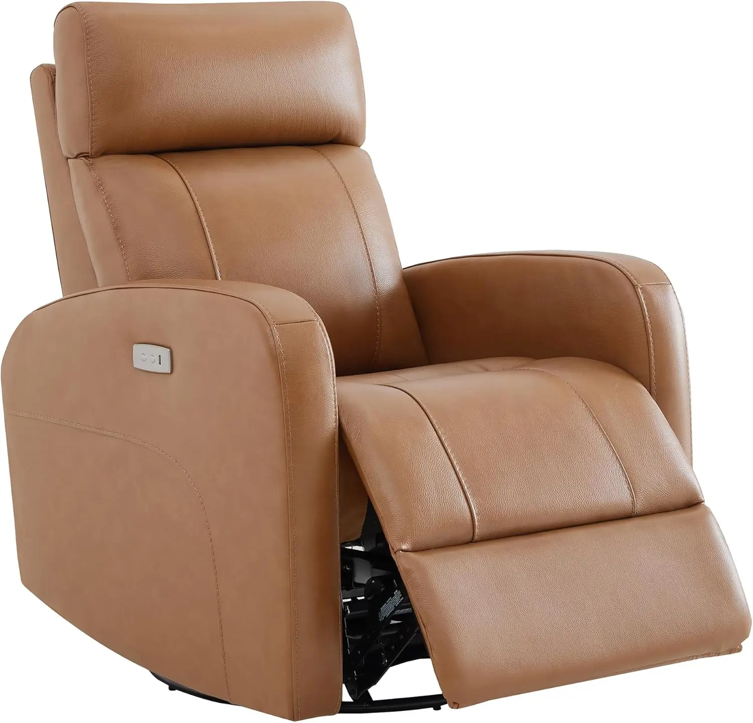 CHITA Genuine Leather Power Swivel Glider Recliner Chair,  Saddle Brown